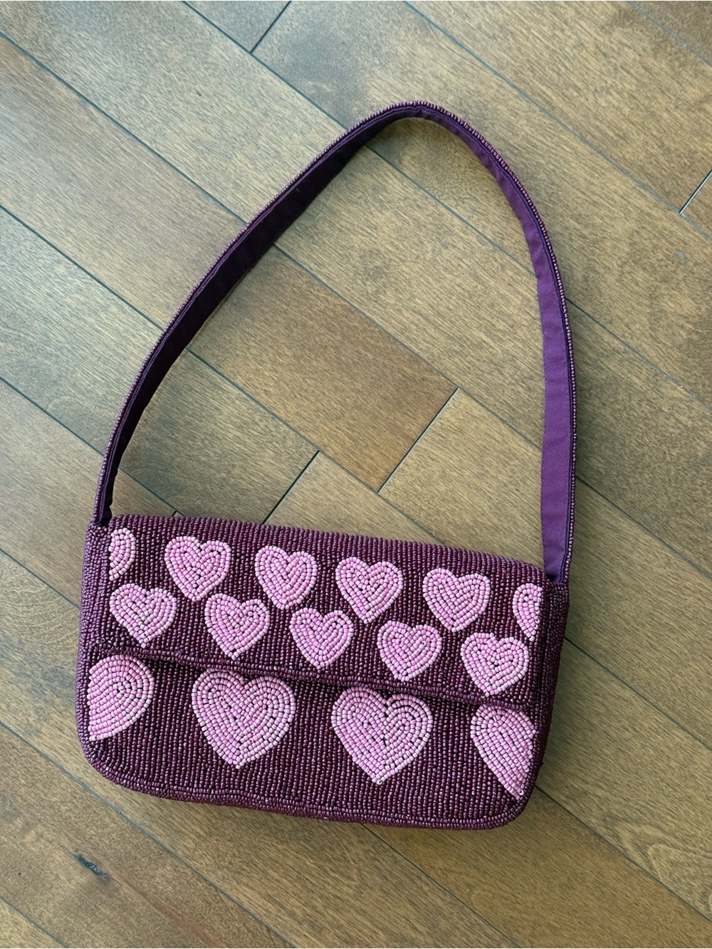 Loft Heart Beaded Shoulder Bag